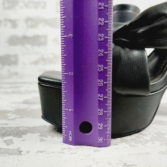 NEW Open Edit Kaia Black High Chunky Block Heel Open Toe Slip On Sandals K721 - Picture 10 of 11